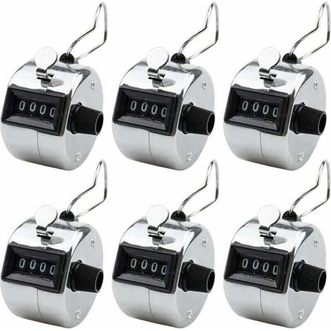Lot de 6 Compteur Manuel 4 Chiffres Anneau Numérateurs Mécaniques à Clic Main pour Compte de Personnes ou Points - 4,5 x 4,5 x 3cm (1/5)