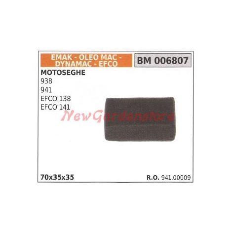 Filtro aria EMAK motosega 938 941 EFCO 138 141 006807