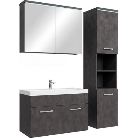 Badplaats Badezimmermöbel Set Paso 80 x 40 cm – Dunkelgrau – Was