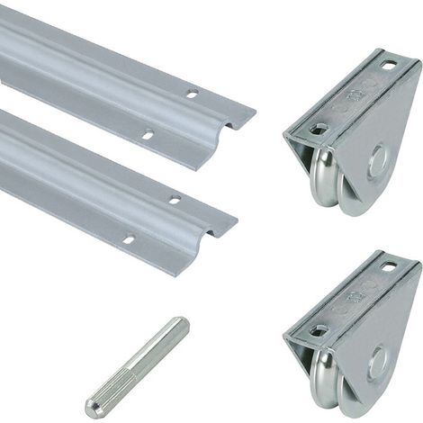 Metalideal  Kit Portail Coulissant – Rails 6 mètres (2 x 3 m) + Accessoires – Gorge Ronde ou U 16 mm – Grand Kit