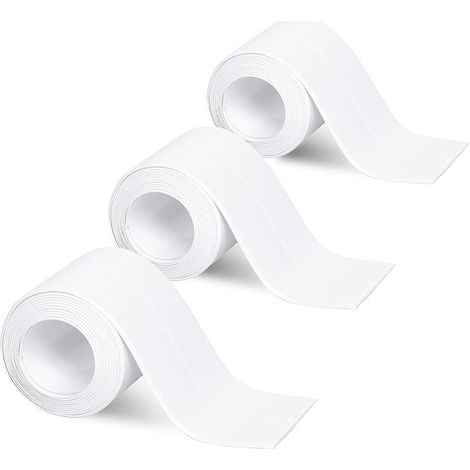 Trois rouleaux de ruban d'étanchéité autocollant blanc sont faciles à appliquer. Convient pour les salles de bains, les toilettes, les plans de travail de cuisine et la protection murale (3,8 cm x 3,2 (1/5)