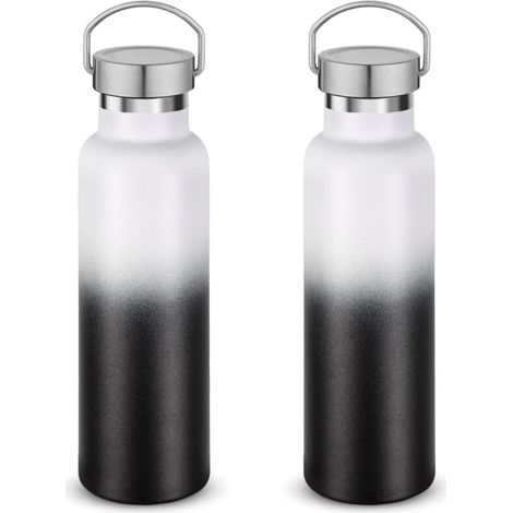Gourde Inox - 600 ml - Double Paroi Isotherme - Anti-Fuite - Poignée Rotative - 2 Unités (1/5)