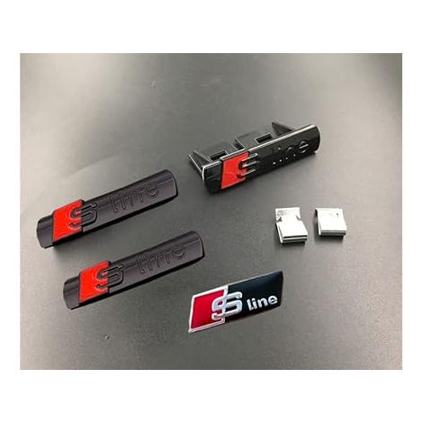 (Schwarz) 4 Stück S-Logo-Linienemblem, 3D-Logo-Metallaufkleber, Auto-Außenverkleidung (1/3)