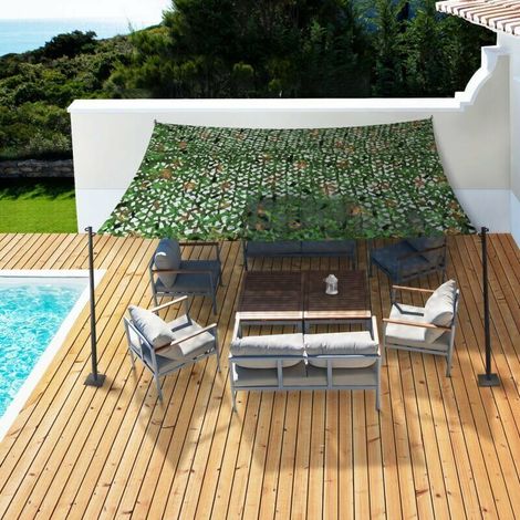 Parasols et voiles d'ombrage rectangulaire design ombrière camouflage 3x5 M treillis vert-DPZO (1/4)