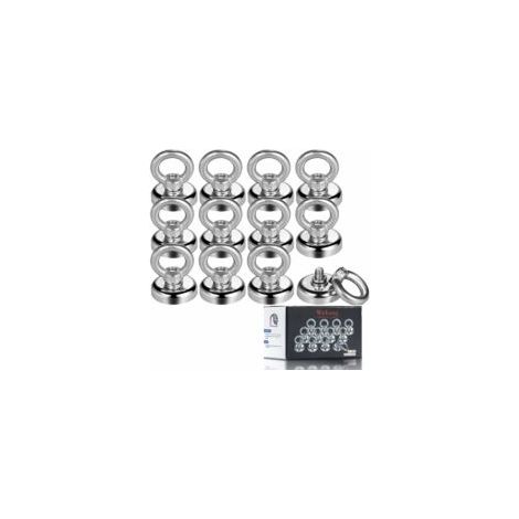 Magnetische Haken, 25 mm starker Magnet, 19 kg Zugkraft, starker runder Neodym-Magnet (12er-Pack) - Crezuo