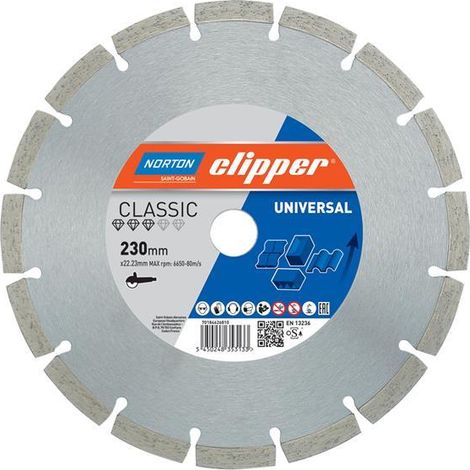 Norton Clipper 70184626810 Classic Universal Blue Diamond Blade 230 x 22.23mm CLI626810 (1/2)