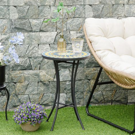 Table d’appoint jardin en métal plateau en mosaïque Ф35 - Dimensions: 5x53,5 cm