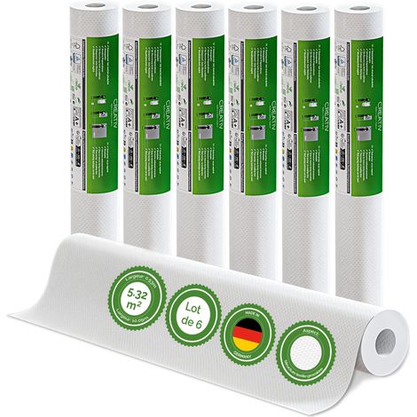 Veluxis® Papier peint intissé 10,05 m x 0,53 m (tissage grossier, lot de 6) - à peindre, respirant et de haute qualité - revêtement mural fabriqué en Allemagne