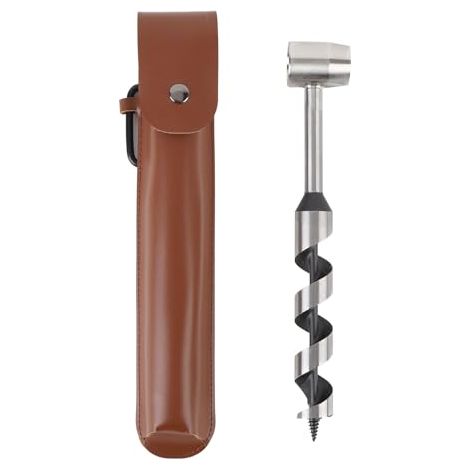 Tarière Manuelle en Acier à Haute Teneur en Carbone, Foret à Bois avec Poignée Confortable en PU pour le Travail du Bois, Clôture de Jardin, Camping, Survie (1/5)