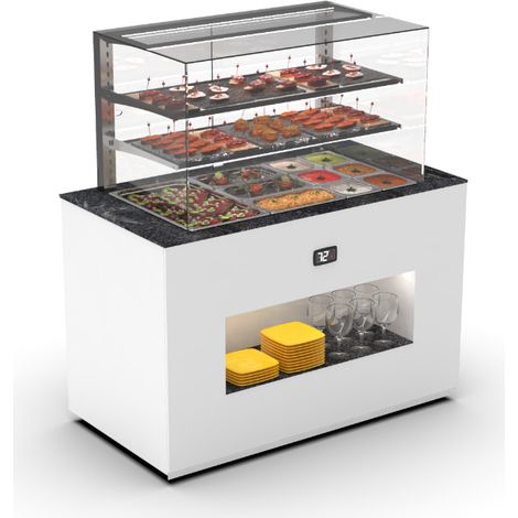 Buffet Réfrigéré Série Vision Bac GN 1/1 - avec Vitrine Supérieur Cuve Froid 65 mm - Sayl
