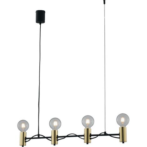 Fan Europe Axon - Colgante de techo con barra, negro, dorado, E27