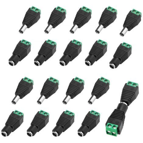10 Paar 5,5 x 2,1 mm 12 V DC-Stecker und -Buchsen-Stromanschluss, Steckdosenadapter, Schraubklemmenanschluss (1/4)