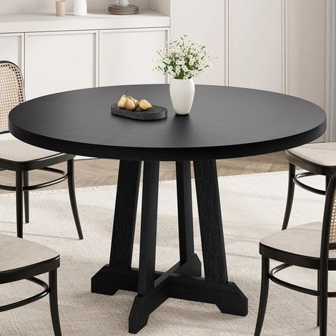 table ronde repas 47 pouces pied bois noir salon cuisine (1/5)