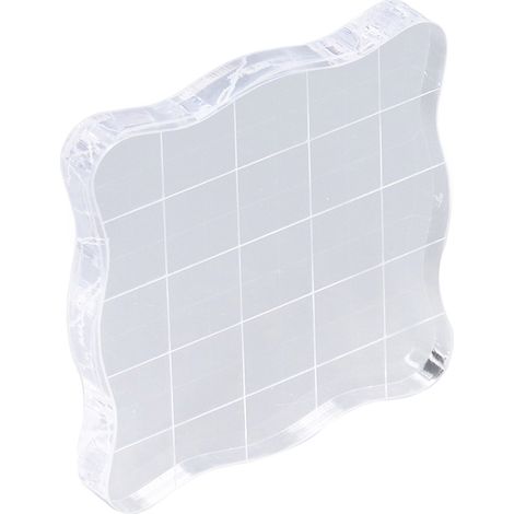 Tampon décoratif à bord incurvé avec grille, tampon en caoutchouc transparent, manche en acrylique pour scrapbooking (1/5)