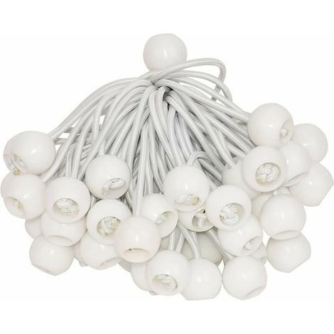 Tendeur Elastique,Sandow Elastique, 50 Pièces Tendeur Bache pour Bannière, Bache, Pavillon,Tente,Rideaux Harnais D’extension,Support de Bache (Blanc-150mm) (1/5)