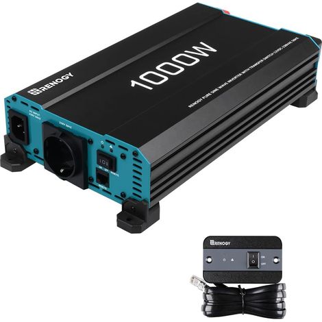 1000W/2000W Convertisseur 12v 220v/230v Pur Sinus Transformateur, DC AC Onduleur Power Inverter Allume 2 Prise EU de Courant Alternatif pour Voiture, Camping, Voyage, Panneau Solaire, VR (1/5)
