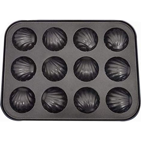TrAdE Shop Traesio - Stampo Teglia Vassoio Antiaderente 12 Muffin Cupcake Dolci Conchiglie -
