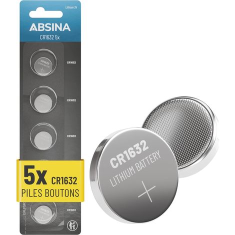 5X Pile CR1632 3V - Piles 1632 Anti-Fuite & Longue durée - Pile 1632 pour clé de Voiture, Montre & Plus - Piles CR1632 Bouton, Pile 3V, Pile Ronde 3V, Pile Plate, lot Pile Bouton (1/5)