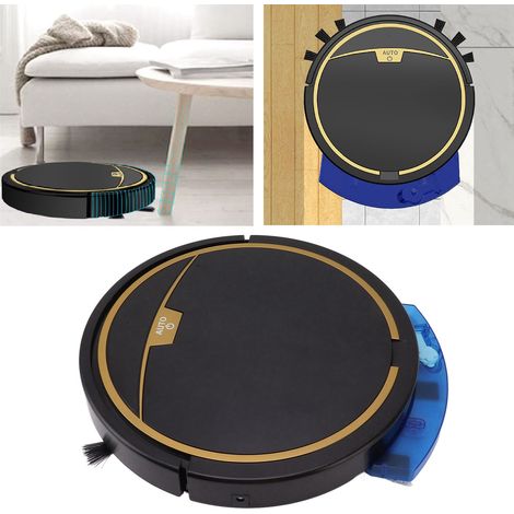 Aspirateur robot intelligent télécommandé, aspirateur ultra-mince entièrement automatique, machine silencieuse pour le nettoyage et le lavage des sols, noir avec réservoir d'eau. (1/5)