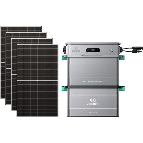 Zendure SolarFlow 800 Pro 2 - Stockage énergétique solaire domestique 800W, gestion intelligente, IP65, avec 500Wx4 Panneau Bifacial, avec AB2000L