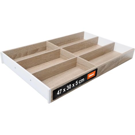 range-couverts organiseur de tiroir pour cuisines et meubles modernes trie et range couverts avec clarté avec pieds antidérapants 47 × 30 × 5 cm Chêne Bardolino (1/5)