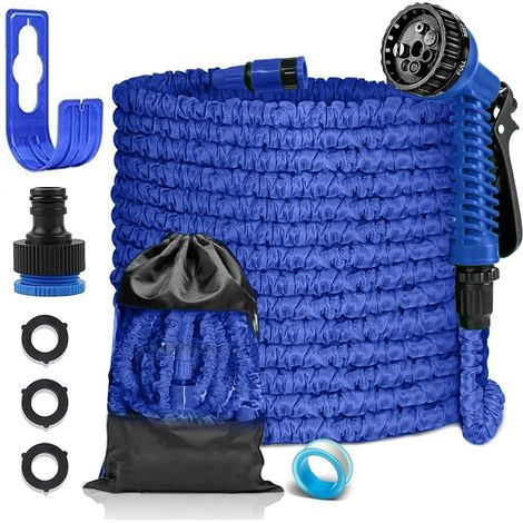 Tuyau d'Arrosage Extensible 7.5m, 7 Modes d'Arrosage, Bleu, 1 Unité (1/5)