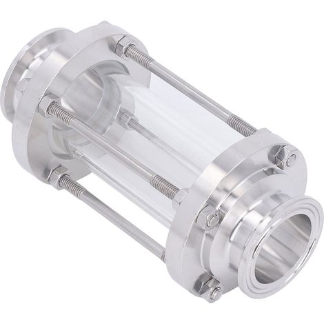 Voyant de niveau en ligne avec extrémité à collier de serrage, tuyau d'écoulement sanitaire droit en acier inoxydable SUS304, diamètre extérieur 32 mm (1/5)