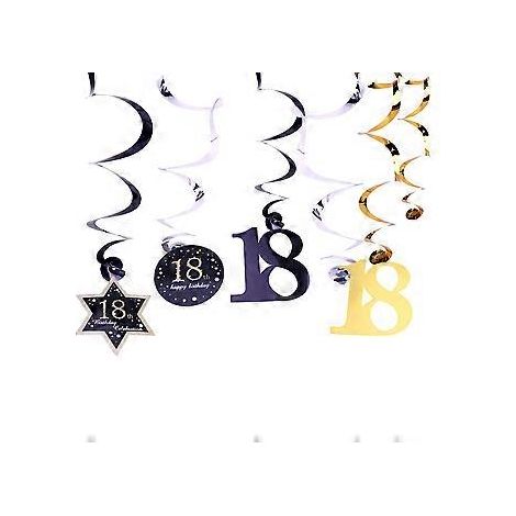 Ensemble de décorations suspendues en spirales pour 18e anniversaire, pendentifs en PVC, décoration de fête (A+B) (1/3)