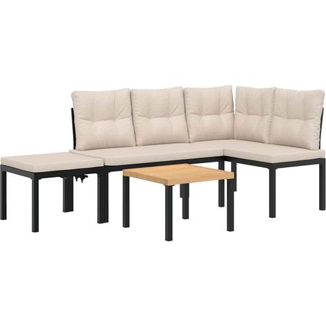 Maison Exclusive - Gartenbank-Set 4-tlg. Schwarz Pulverbeschichte