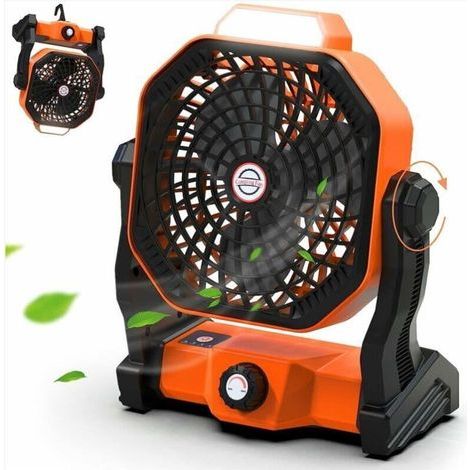 Campingventilator, Tischventilator, wiederaufladbarer Akku, 7800 mAh, USB-Ventilator mit LED-Licht und Haken, einstellbare Geschwindigkeiten, leistungsstarker, leiser Ventilator für Schlafzimmer und B (1/4)