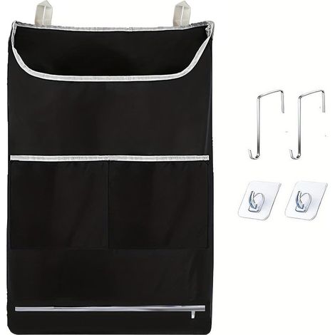 72 x 48 cm, (Noir)Sac à Linge, Sac à Linge Sale de Grande, Pliable avec Crochets en Acier Inoxydable et Crochets Adhésifs, Résistants aux Déchirures, pour le Voyage la Maison (1/5)