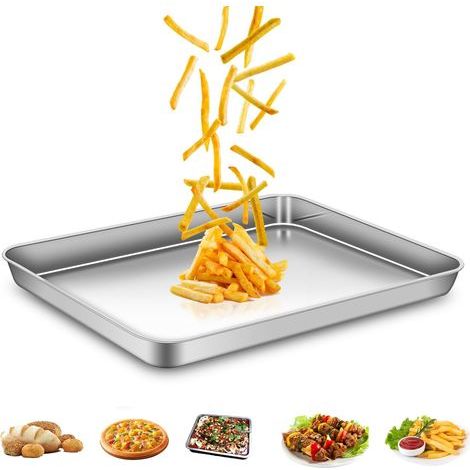 Baking Tray Professional Stainless Steel Baking Tray Oven for Home Kitchen, Non-Stick Healthy Super Mirror Finish Dishwasher Safe, 40 x 30 x 2.5 cm