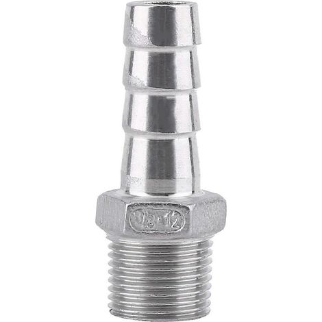 Raccord de tuyauterie mâle en acier inoxydable, embout cannelé, connecteur pour tuyau d'arrosage, liquide (3/8" x 12 mm) (1/4)