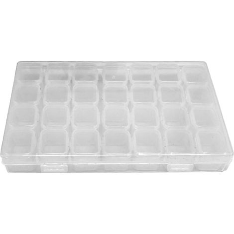 Boîte de rangement pour ongles à 28 compartiments, écologique, durable, transparente, en PP avec couvercle séparé, idéale pour les boucles d'oreilles et autres bijoux.