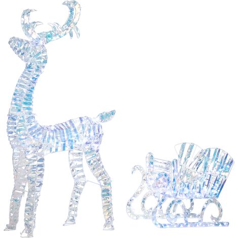 Outsunny Lighted Christmas Reindeer with Sleigh, Waterproof Holiday Decor (1/5)