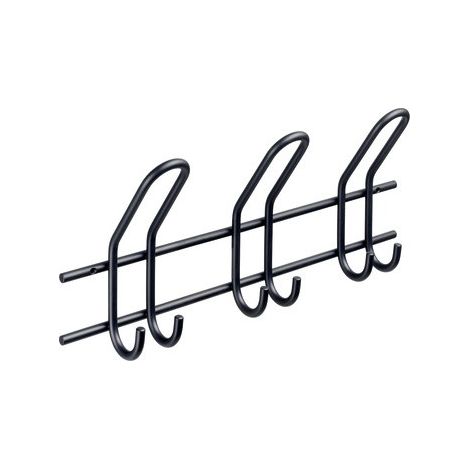 Hettich Garderobenleiste Stahl 3-reihig 16,5 x 43 cm schwarz