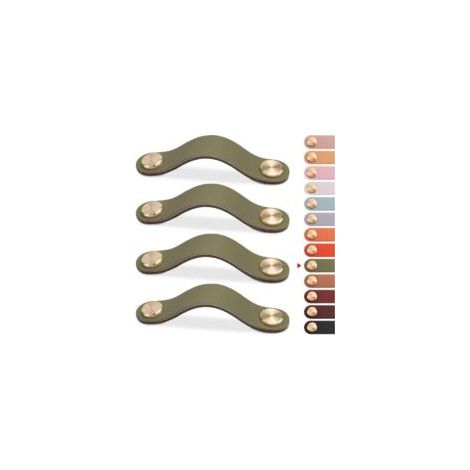 4pcs Poignée Meuble Cuir, Bouton Porte Placard Poignee Cuir Bouton de Tiroir, Poignee de Meuble Vintage pour Armoires, Commode, Cuisine, Salle de Bain (Vert, 96mm)- Crezuo (1/4)