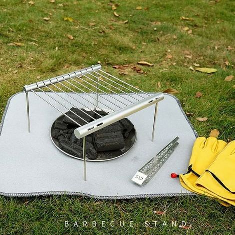 Grille Portatif en Acier Inoxydable, Mini Grille-Gril, Barbecue de Camping Portatif, Barbecue Pliant Portatif Extérieur, Simple (1/5)