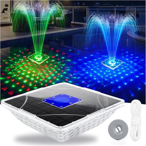 Fontaine Solaire avec Spectacle de Lumière, 2 Modes Fontaine Flottante Piscine, Fontaine de Piscine Hauteur Maximale de Pulvérisation 110cm, Fontaine Solaire Flottante pour Exterieure Bassin (1/5)