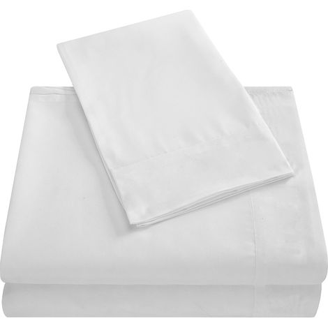 Parure de lit 3 pièces taille TWIN, drap-housse à poches profondes, blanc crème, literie de haute qualité, ensemble doux et confortable