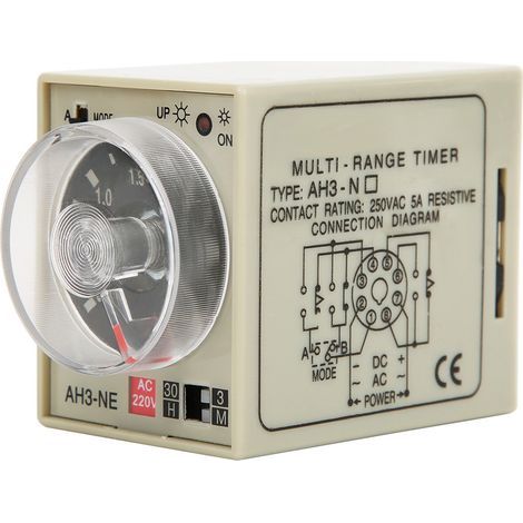 Relais Temporisateur Mini AH3 NE, Double Mode A et B, Période de Temps Réglable, AC220V (1/5)