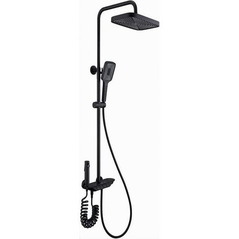 Cleafe - Set Saliscendi Colonna Doccia Bagno Rubinetto Soffione Doccetta Bidet Nero 87344 - (1/5)