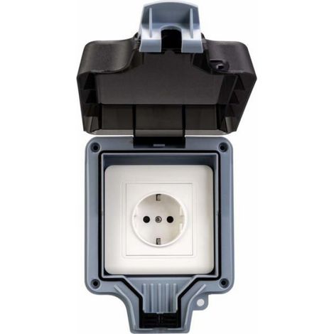 Prise Électrique Extérieure - IP66 - Double Prise Étanche pour Jardin Salle de Bain Chantier - 1 Pièce (1/5)