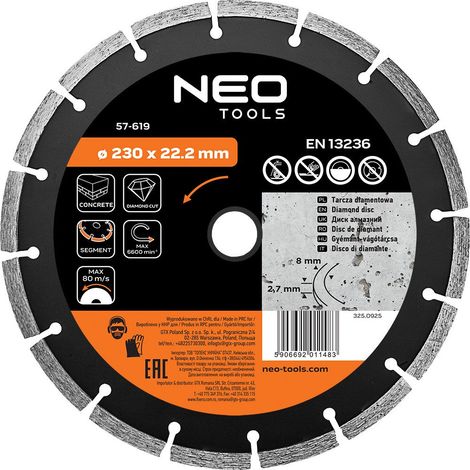 Disque diamant neo tools top 57 619 230 mm segmenté