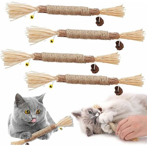 4 pièces Bâton de chat teasing jouet de chat teasing cloche bâton de dentition grignotage (1/5)