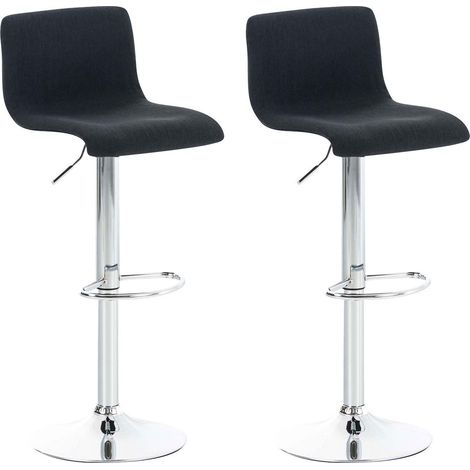 Set de 2 tabourets de bar repose-pied confortable en tissu noir et métal chromé 100004208 (1/5)
