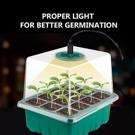 BEBUSINGOTO Kit de mini serre pour plantes 5 pièces avec lumière solaire à spectre complet, boîte de culture intérieure avec couvercle et évents (1/5)