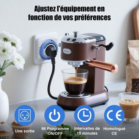 Programmateur Prise Électrique - Minuterie Mécanique 24 Heures - Intervalle 15 Minutes - Cycle Quotidien - 3680 W (1/5)