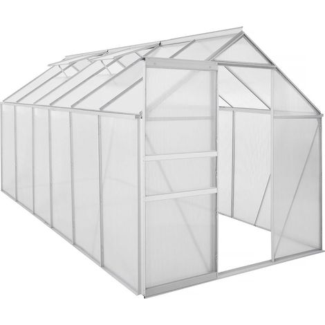 Serra da giardino in policarbonato 370 x 190 x 195 cm "Basilic" - 7,03 m² - Grigio