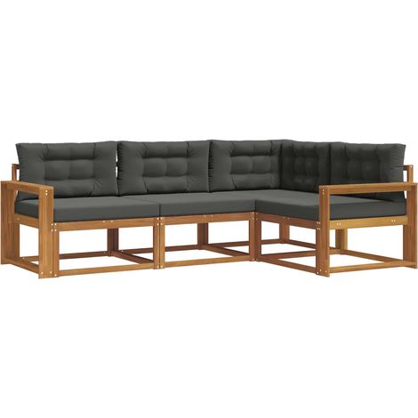 Ensemble de canapés d'extérieur 4 pcs  Salon de jardin Naturel et Anthracite